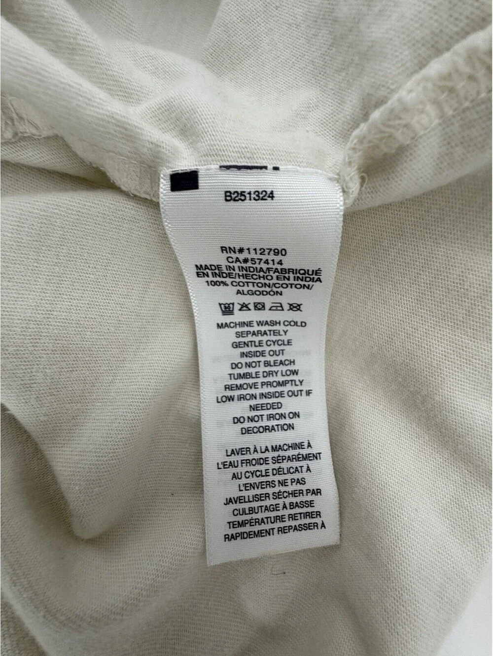 True Religion Men’s Large SS Resort Patch Tee Ivory 100% Cotton Graphic